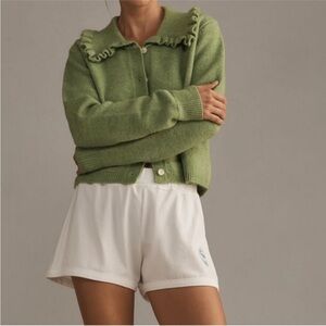 Anthropologie The Ainsley Ruffle-Collar Cardigan Sweater by Self Contrast